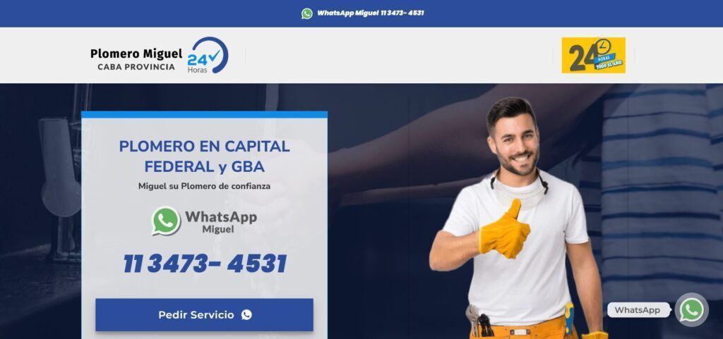 Paginas Web Zona Sur 015 Plomero Miguel 24 Horas. Capital Y Provincia Plomeromiguel24hs.com.ar